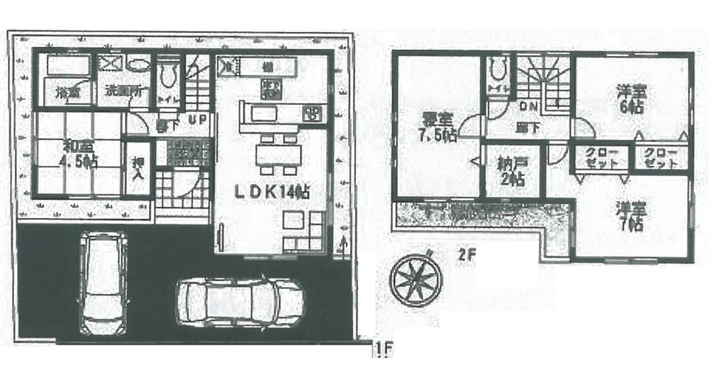 Floor plan. 22,800,000 yen, 4LDK + S (storeroom), Land area 107.09 sq m , Building area 91.58 sq m