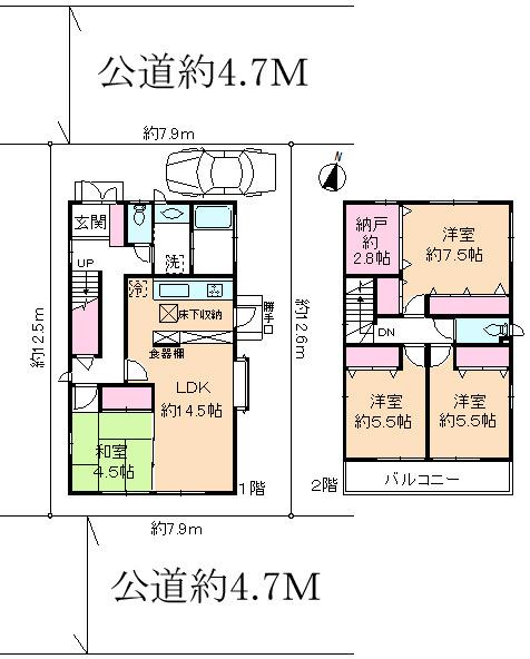 Floor plan. 10.9 million yen, 4LDK + S (storeroom), Land area 99.88 sq m , Building area 102.96 sq m