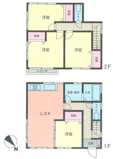 Floor plan. 22,800,000 yen, 4LDK, Land area 225.35 sq m , Building area 89.43 sq m