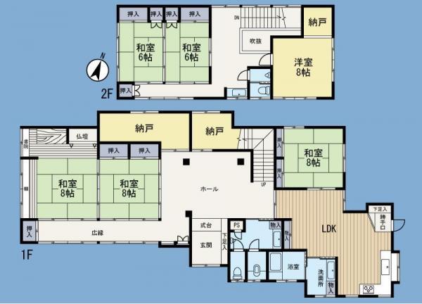 Floor plan. 38,500,000 yen, 6LDK+3S, Land area 485.82 sq m , Building area 245.47 sq m