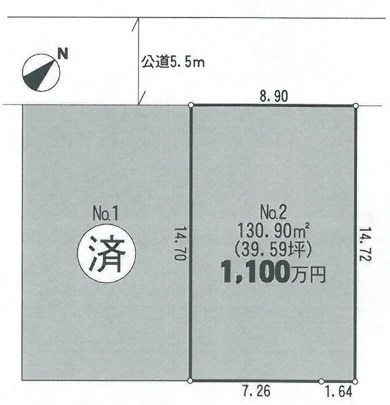 Compartment figure. Land price 11 million yen, Land area 130.9 sq m