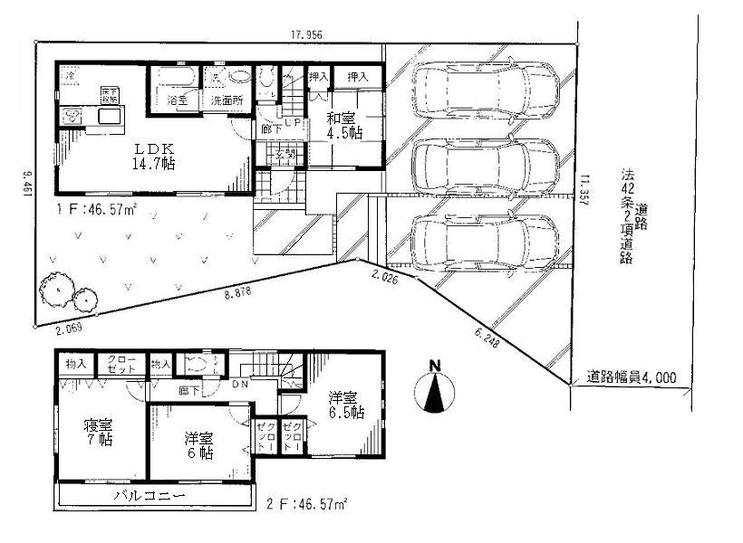 Floor plan. 20.8 million yen, 4LDK, Land area 154.1 sq m , Building area 93.14 sq m