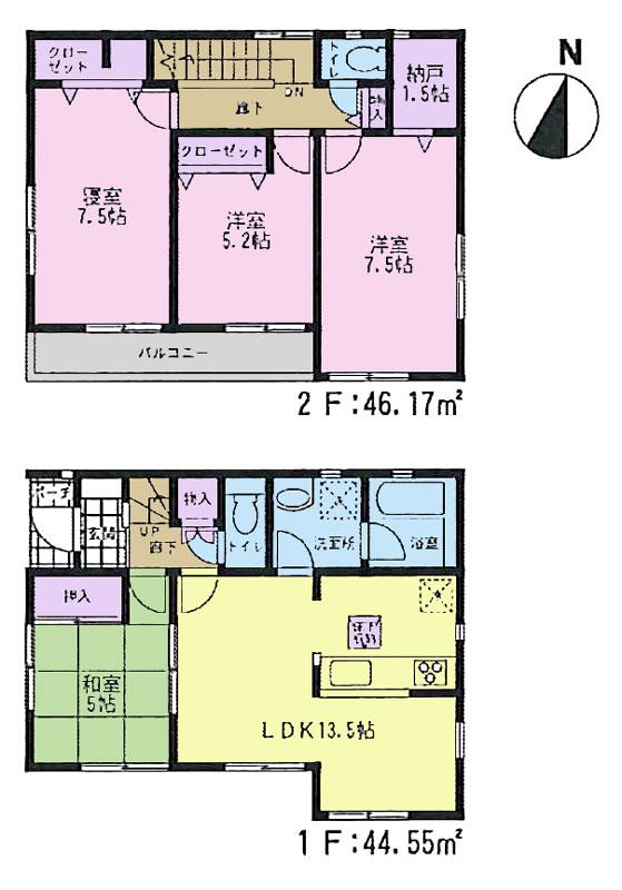 Floor plan. (1 Building), Price 22,800,000 yen, 4LDK+S, Land area 112.24 sq m , Building area 90.72 sq m