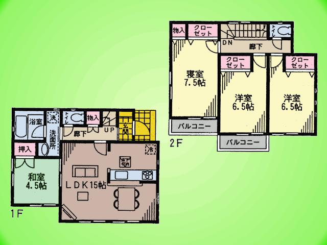 Floor plan. (Building 2), Price 25,800,000 yen, 4LDK, Land area 131.65 sq m , Building area 92.34 sq m