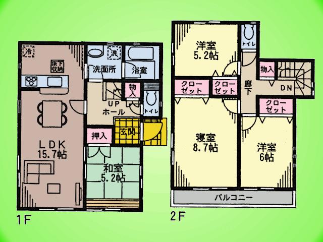 Floor plan. (4 Building), Price 27,800,000 yen, 4LDK, Land area 117.15 sq m , Building area 96.38 sq m