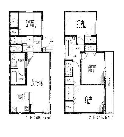 Floor plan. 22,800,000 yen, 4LDK, Land area 115.92 sq m , Building area 93.14 sq m