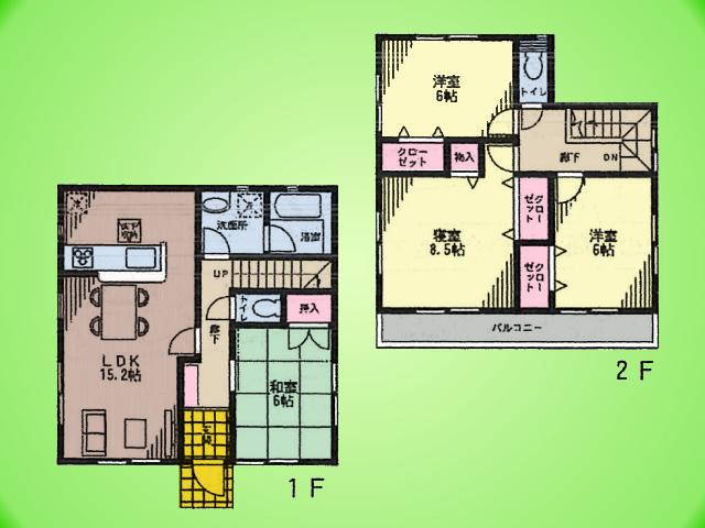 Floor plan. (Building 2), Price 26,800,000 yen, 4LDK, Land area 190.19 sq m , Building area 98.82 sq m
