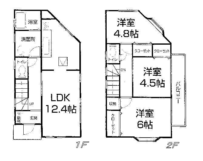 Floor plan. 12.8 million yen, 3LDK, Land area 74.38 sq m , Building area 71.67 sq m