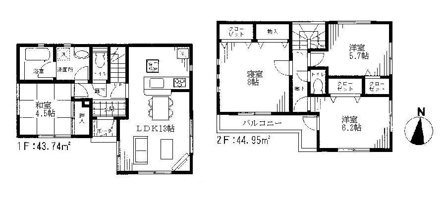Floor plan. (3 Building), Price 24,800,000 yen, 4LDK, Land area 122.66 sq m , Building area 88.69 sq m