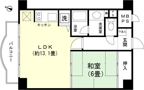 Floor plan. 1LDK, Price 4.8 million yen, Occupied area 46.75 sq m , Balcony area 4.83 sq m floor plan