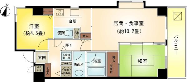 Floor plan. 2LDK, Price 7.8 million yen, Occupied area 58.76 sq m , Balcony area 8.1 sq m