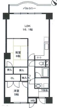Floor plan. 2LDK, Price 4.5 million yen, Occupied area 66.83 sq m , Balcony area 6.89 sq m