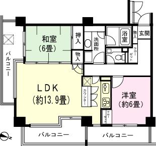 Floor plan. 2LDK, Price 18 million yen, Occupied area 74.17 sq m , Balcony area 22.71 sq m floor plan