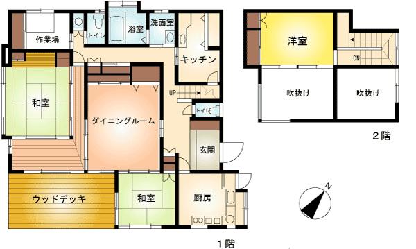 Floor plan. 43,800,000 yen, 4DK + S (storeroom), Land area 624 sq m , Building area 144.59 sq m