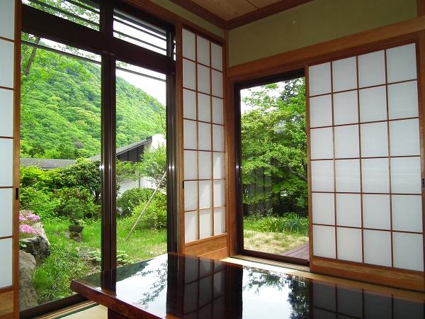 View photos from the dwelling unit. This is view of the garden and the mountains.