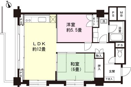Floor plan. 2LDK, Price 4.2 million yen, Occupied area 62.84 sq m