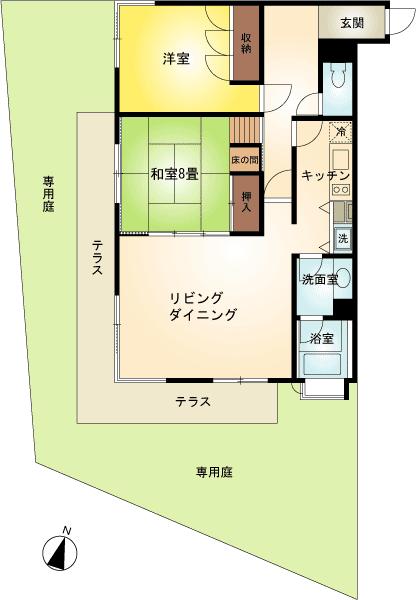 Floor plan. 2LDK, Price 8.8 million yen, Occupied area 84.18 sq m