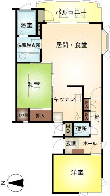 Floor plan. 2LDK, Price 8.5 million yen, Occupied area 69.55 sq m , Balcony area 7.58 sq m
