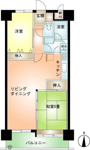 Floor plan. 2LDK, Price 5.8 million yen, Occupied area 58.81 sq m , Balcony area 9.66 sq m