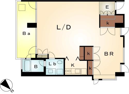 Floor plan. 1LDK, Price 6.9 million yen, Occupied area 70.41 sq m , Balcony area 11 sq m