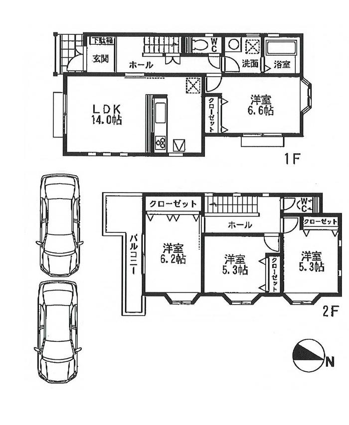 Floor plan. 25,800,000 yen, 4LDK, Land area 126.55 sq m , Building area 94.39 sq m
