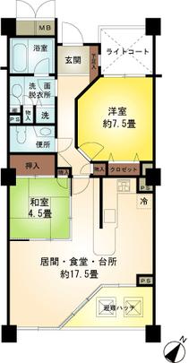 Floor plan. 2LDK, Price 17.8 million yen, Occupied area 72.97 sq m , Balcony area 5.85 sq m