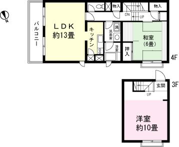 Floor plan. 2LDK, Price 3.8 million yen, Occupied area 88.82 sq m , Balcony area 8.46 sq m floor plan
