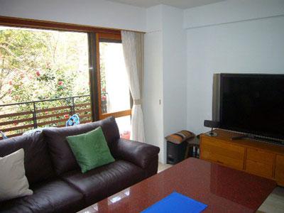 Living. 2 is a living of Kaioku. You see Yamatsubaki are blooming lovely from the large windows