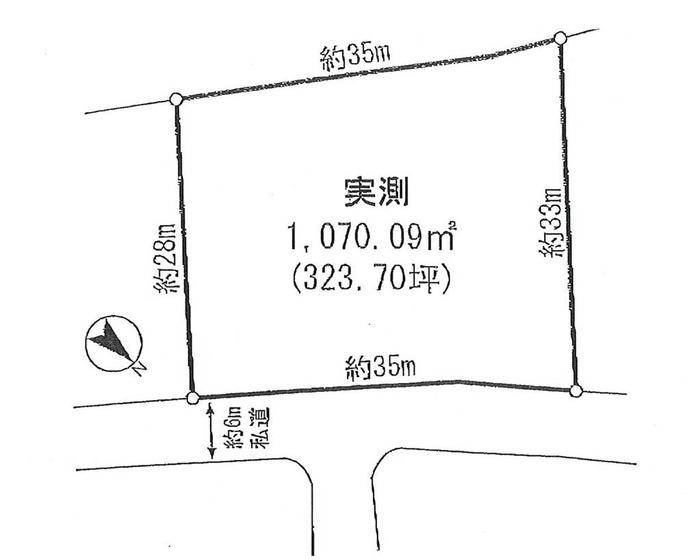 Compartment figure. Land price 19.5 million yen, Land area 1,070.09 sq m