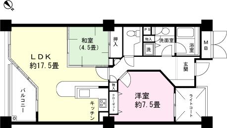 Floor plan. 2LDK, Price 17.8 million yen, Occupied area 72.97 sq m , Balcony area 5.85 sq m floor plan
