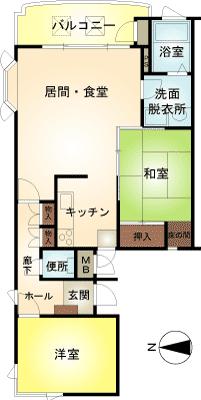 Floor plan. 2LDK, Price 8.8 million yen, Occupied area 69.55 sq m , Balcony area 7.58 sq m