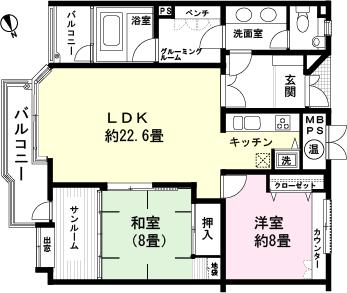 Floor plan. 2LDK + S (storeroom), Price 12.5 million yen, Footprint 106.29 sq m , Balcony area 10.99 sq m