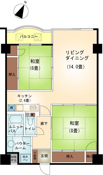Floor plan. 2LDK, Price 12.8 million yen, Occupied area 71.28 sq m , Balcony area 4.39 sq m