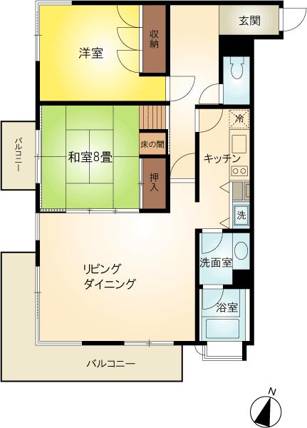 Floor plan. 2LDK, Price 9.8 million yen, Occupied area 84.18 sq m , Balcony area 14.15 sq m