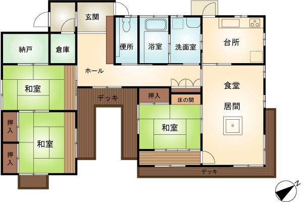 Floor plan. 38,900,000 yen, 3LDK + S (storeroom), Land area 1,273 sq m , Building area 114.76 sq m