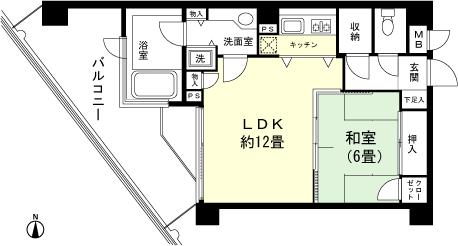 Floor plan. 1LDK, Price 5.2 million yen, Occupied area 52.08 sq m , Balcony area 18.41 sq m