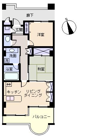 Floor plan. 2LDK, Price 5.8 million yen, Occupied area 48.65 sq m , Balcony area 9 sq m