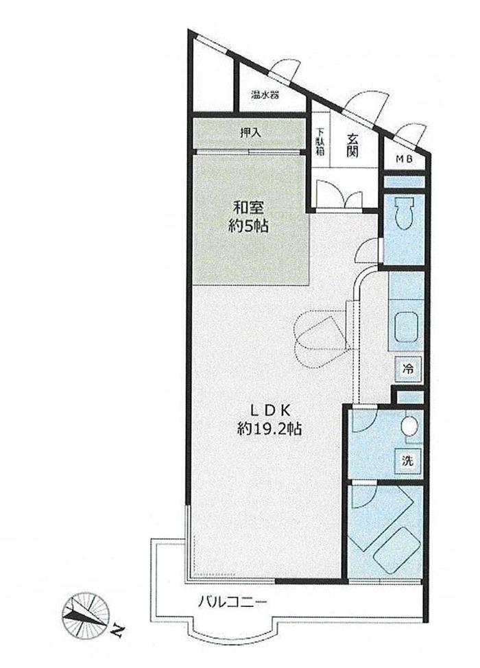 Floor plan. 1LDK, Price 5.9 million yen, Footprint 58.5 sq m , Balcony area 9.89 sq m