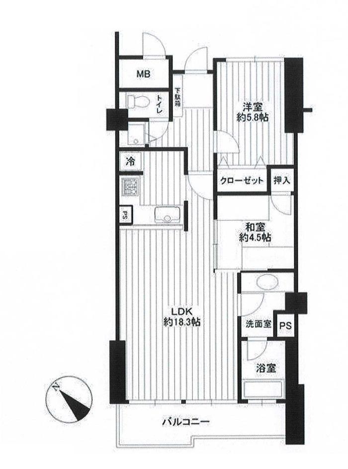 Floor plan. 2LDK, Price 9.9 million yen, Occupied area 68.28 sq m , Balcony area 8.9 sq m