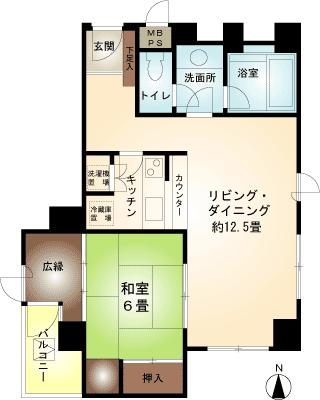 Floor plan. 1LDK, Price 4.4 million yen, Footprint 57 sq m , Balcony area 3.48 sq m