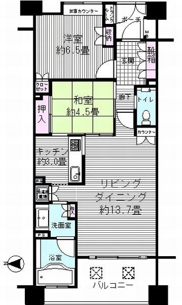 Floor plan. 2LDK, Price 21 million yen, Occupied area 63.92 sq m , Balcony area 8.8 sq m
