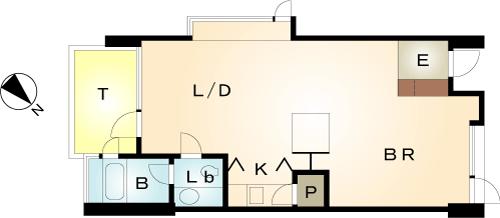 Floor plan. 1LDK, Price 5.5 million yen, Occupied area 51.09 sq m , Balcony area 6.6 sq m