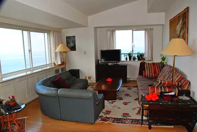 Living. View is good two-plane balcony. Sagami Bay is the great views.