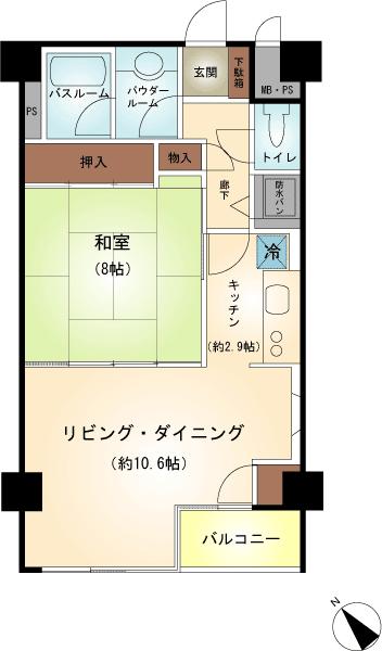 Floor plan. 1LDK, Price 11.5 million yen, Footprint 52.2 sq m , Balcony area 2.28 sq m