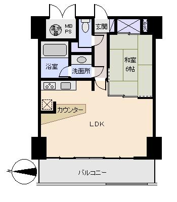 Floor plan. 1LDK, Price 9.8 million yen, Footprint 50.8 sq m , Balcony area 8.85 sq m