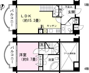 Floor plan. 1LDK, Price 15.8 million yen, Occupied area 76.31 sq m , Balcony area 13.74 sq m floor plan