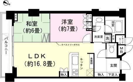 Floor plan. 2LDK, Price 12 million yen, Occupied area 67.99 sq m , Balcony area 8.64 sq m floor plan