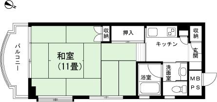 Floor plan. 1K, Price 2.5 million yen, Occupied area 31.74 sq m