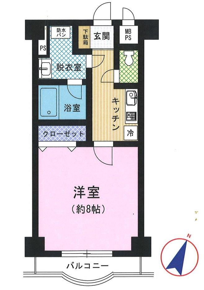 Floor plan. 1K, Price 2.3 million yen, Occupied area 27.72 sq m , Balcony area 3.72 sq m