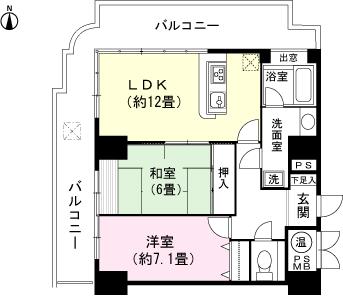 Floor plan. 2LDK, Price 13 million yen, Footprint 67.2 sq m , Balcony area 29.73 sq m